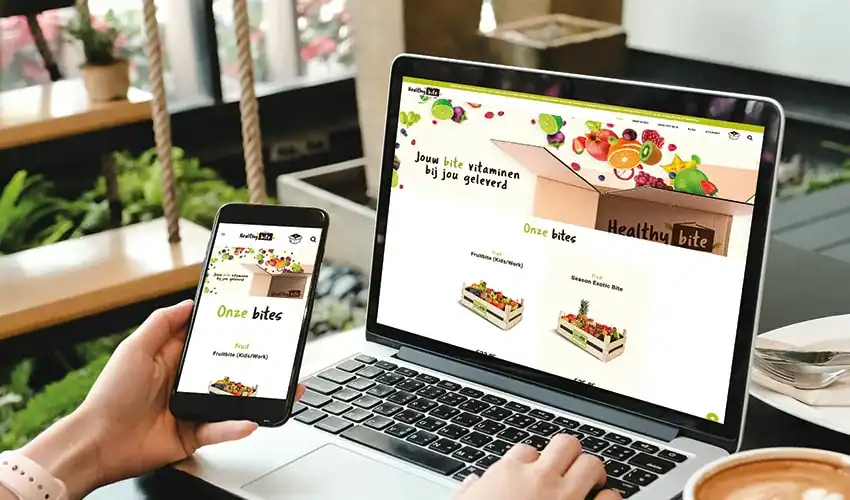 Een logo, flyer, e-mailmarketing, webshop en meer voor Healthy Bite