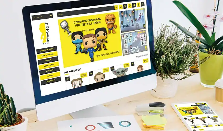 Webdesign in zwart en geel voor POPpular